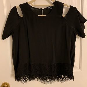 Madewell off-Shoulder Silk/Lace Shirt, Size Small